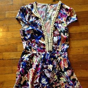 Floral deep-V dress